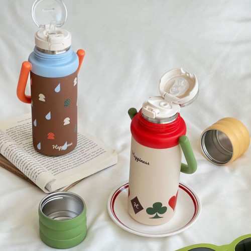 新款可攜式保溫杯復古高顔值水杯新款手提隨行杯學生大容量一蓋雙飲 新款可攜式保溫杯復古高顔值水杯新款手提隨行杯學生大容量一蓋雙飲