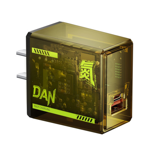 TypeC氮化鎵超級快充頭透明機甲USB充電器PD雙口快充手機插頭