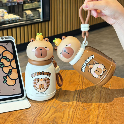 卡皮巴拉可愛搪膠學生高顔值胖胖杯堅固提環攜帶方便直飲口保溫杯 卡皮巴拉可愛搪膠學生高顔值胖胖杯堅固提環攜帶方便直飲口保溫杯