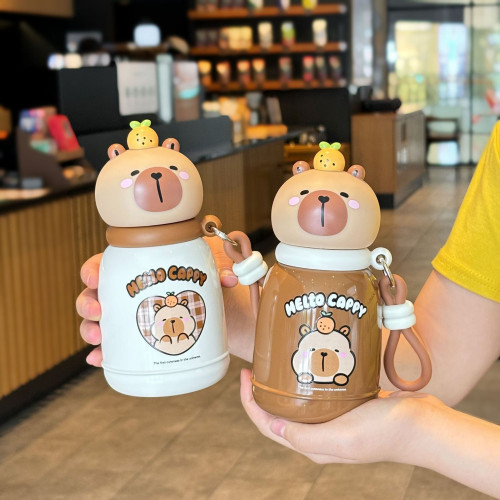 卡皮巴拉可愛搪膠學生高顔值胖胖杯堅固提環攜帶方便直飲口保溫杯 卡皮巴拉可愛搪膠學生高顔值胖胖杯堅固提環攜帶方便直飲口保溫杯