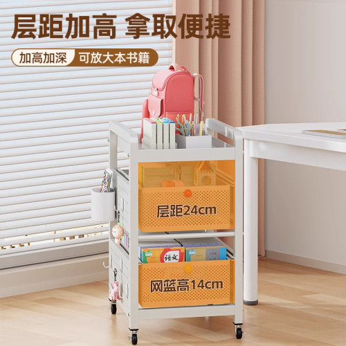 書包置物架家用多層桌下滑輪櫃放書本零食收納架可移動廚房小推車 書包置物架家用多層桌下滑輪櫃放書本零食收納架可移動廚房小推車