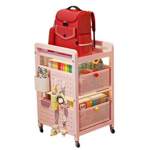 書包置物架家用多層桌下滑輪櫃放書本零食收納架可移動廚房小推車 書包置物架家用多層桌下滑輪櫃放書本零食收納架可移動廚房小推車