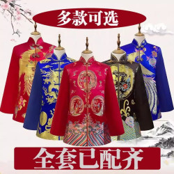 老人壽衣服男女士壽終中式全套配殯葬喪用品白事純棉沖喜唐裝