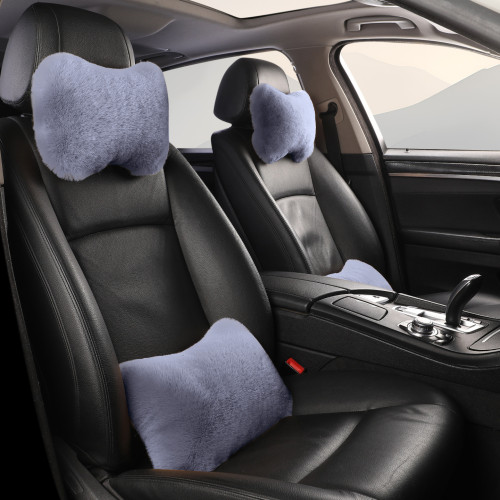 汽車毛絨頭枕腰靠頸枕腰靠護腰仿兔毛絨車用腰靠 汽車毛絨頭枕腰靠頸枕腰靠護腰仿兔毛絨車用腰靠