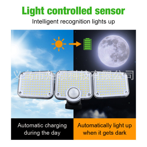 2025新款三頭太陽能感應壁燈分體庭院燈戶外花園人體感應燈 2025新款三頭太陽能感應壁燈分體庭院燈戶外花園人體感應燈
