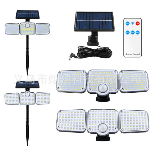 2025新款三頭太陽能感應壁燈分體庭院燈戶外花園人體感應燈 2025新款三頭太陽能感應壁燈分體庭院燈戶外花園人體感應燈