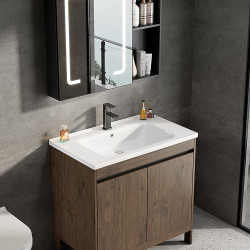 落地式陶瓷一體洗手盆櫃組合太空鋁浴室櫃衛生間洗臉盆一體洗漱台