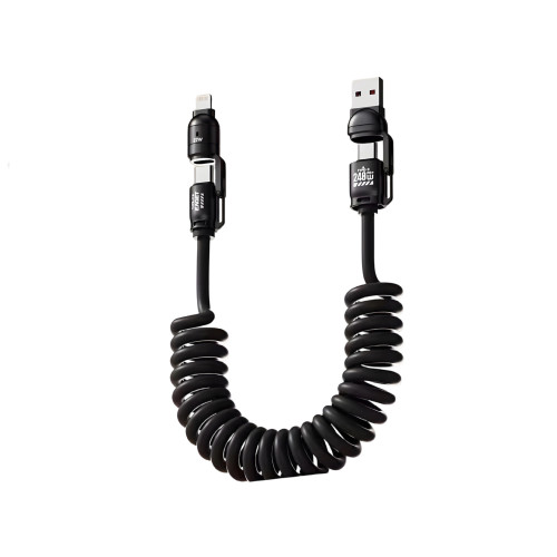 四合一彈簧240W香薰快充線適用於蘋果安卓typec數據線車用投影 四合一彈簧240W香薰快充線適用於蘋果安卓typec數據線車用投影