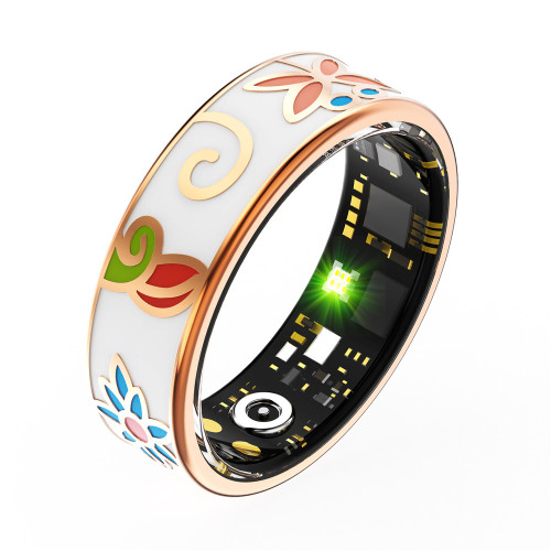 智能戒指琺瑯彩工藝心率血氧運動睡眠監測防水Smart Ring