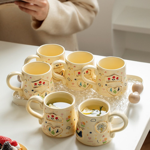水杯家用套裝陶瓷杯子待客喝水杯客廳高顔值馬克杯女茶具杯具茶杯 水杯家用套裝陶瓷杯子待客喝水杯客廳高顔值馬克杯女茶具杯具茶杯