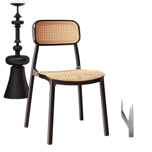 塑膠藤編椅子中古風餐椅靠背椅透氣藤椅家用小戶型餐桌椅民宿凳子