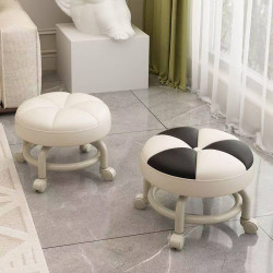 滑輪矮凳家用萬向輪網紅小凳子帶輪帶娃兒童小凳美縫圓板凳