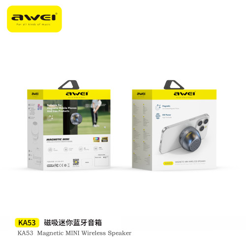 Awei磁吸迷你藍牙音箱雙機互聯360度環繞音效手機支架音響 Awei磁吸迷你藍牙音箱雙機互聯360度環繞音效手機支架音響