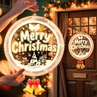 發光merry christmas跑馬LED彩燈掛飾聖誕節氛圍門上裝飾布置掛件