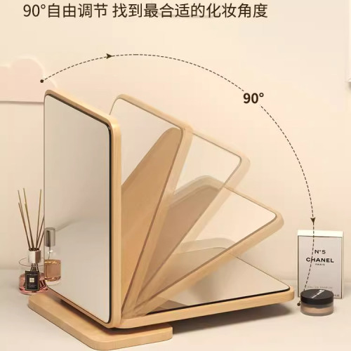 簡約桌上型化妝鏡可旋轉家用學生宿舍木質元素隨身可立桌面梳妝鏡子 簡約桌上型化妝鏡可旋轉家用學生宿舍木質元素隨身可立桌面梳妝鏡子