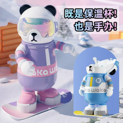 waka熊貓保溫杯男女高顔值卡通潮玩手辦316L內膽食品級兒童水杯子