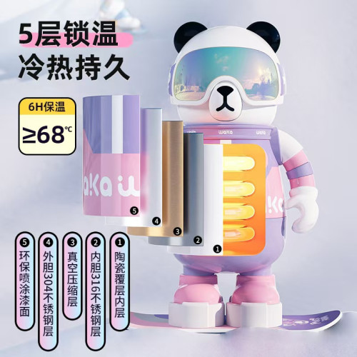 waka熊貓保溫杯男女高顔值卡通潮玩手辦316L內膽食品級兒童水杯子 waka熊貓保溫杯男女高顔值卡通潮玩手辦316L內膽食品級兒童水杯子