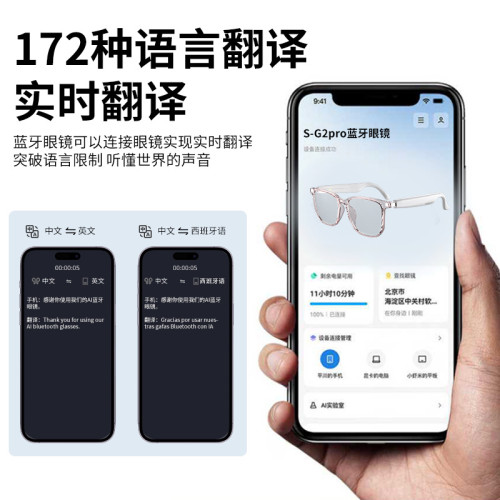 SOBAST索貝斯SG2pro藍牙眼鏡耳機二合一AI智能翻譯同聲傳譯翻譯器