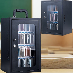 鋼鐵手機保管箱帶鎖透明學生員工存放寄存櫃餐廳部隊會議收納盒子