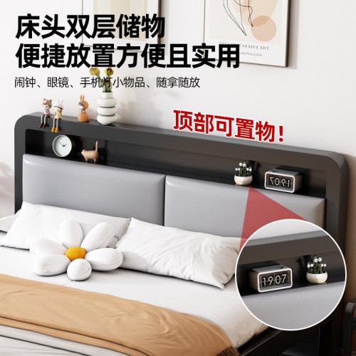 鐵架床家用臥室雙人床加粗加厚加固不鏽鋼出租房1米5單人床鐵藝床 鐵架床家用臥室雙人床加粗加厚加固不鏽鋼出租房1米5單人床鐵藝床