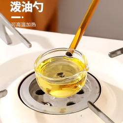 高硼矽玻璃勺耐高溫長柄高顔值咖啡勺湯勺廚房潑油調料味勺子