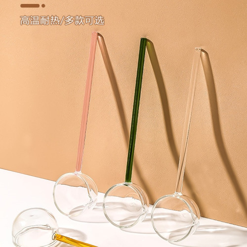 高硼矽玻璃勺耐高溫長柄高顔值咖啡勺湯勺廚房潑油調料味勺子 高硼矽玻璃勺耐高溫長柄高顔值咖啡勺湯勺廚房潑油調料味勺子