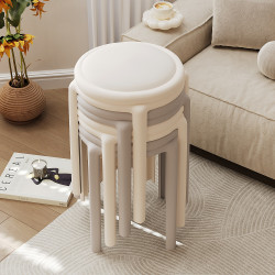 塑膠軟包凳子家用結實耐用可曡放加厚輕奢感圓凳餐桌客廳備用