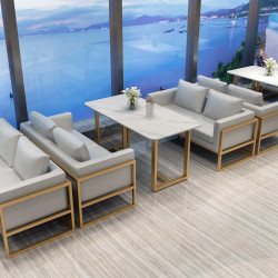 北歐茶樓餐吧休息區咖啡廳休閒會客商用皮革茶餐廳沙發卡座餐桌椅