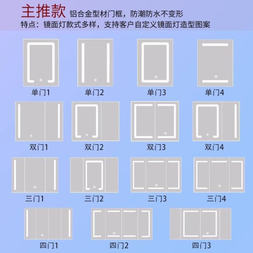 智能鏡櫃門浴室防霧櫃帶燈化妝櫃門鏡鋁合金門框櫃箱鏡