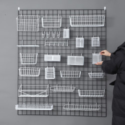 網格置物架掛籃托盤泡麵超市貨架網片掛架鐵藝照片牆配件收納籃筐