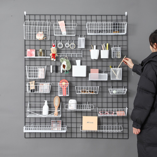 網格置物架掛籃托盤泡麵超市貨架網片掛架鐵藝照片牆配件收納籃筐 網格置物架掛籃托盤泡麵超市貨架網片掛架鐵藝照片牆配件收納籃筐