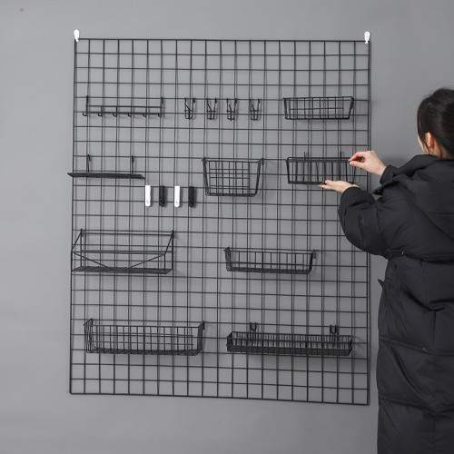 網格置物架掛籃托盤泡麵超市貨架網片掛架鐵藝照片牆配件收納籃筐 網格置物架掛籃托盤泡麵超市貨架網片掛架鐵藝照片牆配件收納籃筐