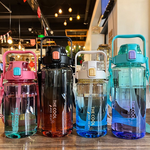 2000ml大容量水杯女新款2025耐高溫帶刻度塑膠吸管杯男款運動水壺 2000ml大容量水杯女新款2025耐高溫帶刻度塑膠吸管杯男款運動水壺