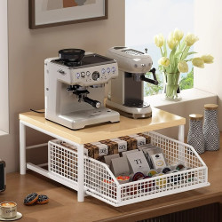 抽拉廚房微波爐置物架咖啡機台面茶包儲物盒電飯煲空氣炸鍋收納架