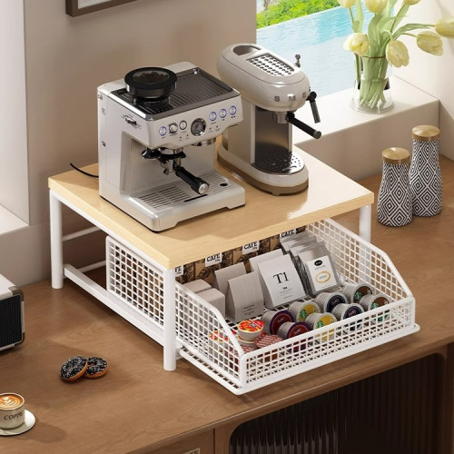 抽拉廚房微波爐置物架咖啡機台面茶包儲物盒電飯煲空氣炸鍋收納架 抽拉廚房微波爐置物架咖啡機台面茶包儲物盒電飯煲空氣炸鍋收納架