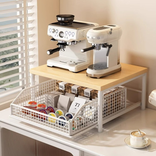 抽拉廚房微波爐置物架咖啡機台面茶包儲物盒電飯煲空氣炸鍋收納架 抽拉廚房微波爐置物架咖啡機台面茶包儲物盒電飯煲空氣炸鍋收納架