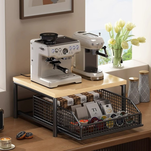 抽拉廚房微波爐置物架咖啡機台面茶包儲物盒電飯煲空氣炸鍋收納架 抽拉廚房微波爐置物架咖啡機台面茶包儲物盒電飯煲空氣炸鍋收納架