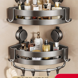 衛生間吸盤置物架浴室免打孔壁掛洗手台洗漱台厠所三角籃收納架子