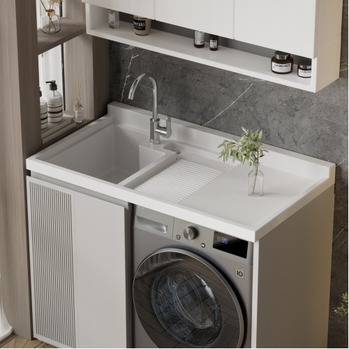 不鏽鋼烤漆洗衣機一體櫃陽台洗衣櫃組合伴侶石英石洗衣盆切角定 不鏽鋼烤漆洗衣機一體櫃陽台洗衣櫃組合伴侶石英石洗衣盆切角定
