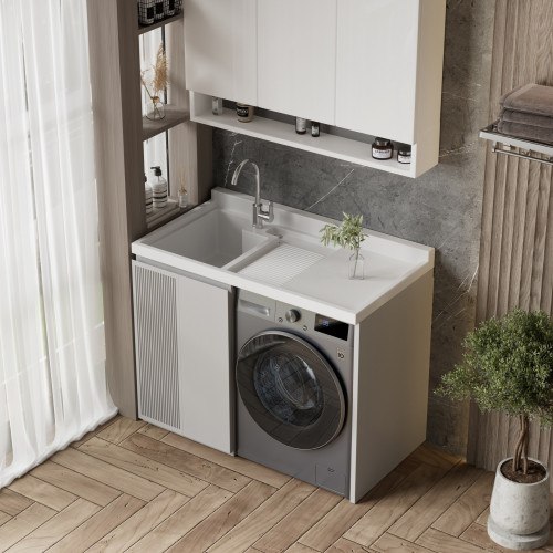 不鏽鋼烤漆洗衣機一體櫃陽台洗衣櫃組合伴侶石英石洗衣盆切角定 不鏽鋼烤漆洗衣機一體櫃陽台洗衣櫃組合伴侶石英石洗衣盆切角定
