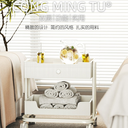 聰明兔美容小推車美容院儀器工具車奶油風置物架 聰明兔美容小推車美容院儀器工具車奶油風置物架