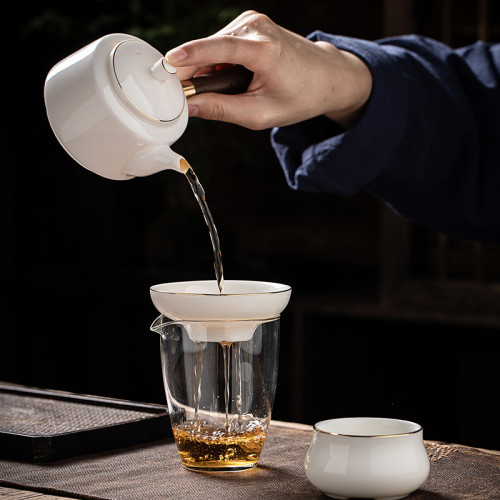 萬匠德化羊脂玉白瓷茶漏套組茶水分離過濾器家用功夫茶具配件茶隔 萬匠德化羊脂玉白瓷茶漏套組茶水分離過濾器家用功夫茶具配件茶隔