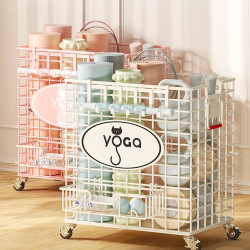 瑜珈墊收納筐家用健身運動器材球類收納筒放啞鈴羽毛球夾縫置物架