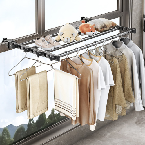 晾衣架陽台家用曬衣架宿舍掛衣學生宿舍室內折曡晾衣桿窗戶曬被子 晾衣架陽台家用曬衣架宿舍掛衣學生宿舍室內折曡晾衣桿窗戶曬被子