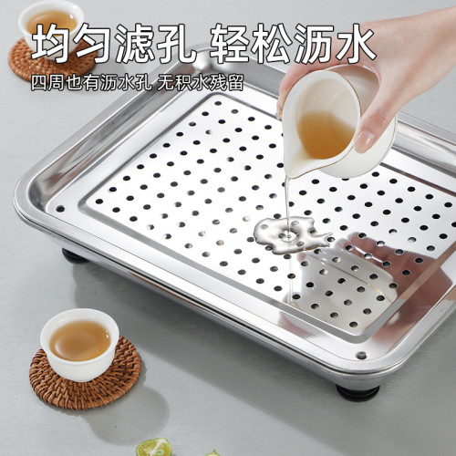 304不鏽鋼茶盤排水托盤雙層茶幾家用瀝水瀝油長方形方盤濾油漏盤 304不鏽鋼茶盤排水托盤雙層茶幾家用瀝水瀝油長方形方盤濾油漏盤