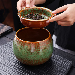 乾溼分離陶瓷茶渣缸桌面家用帶過濾水盂茶台廢水桶菸灰缸茶道配件