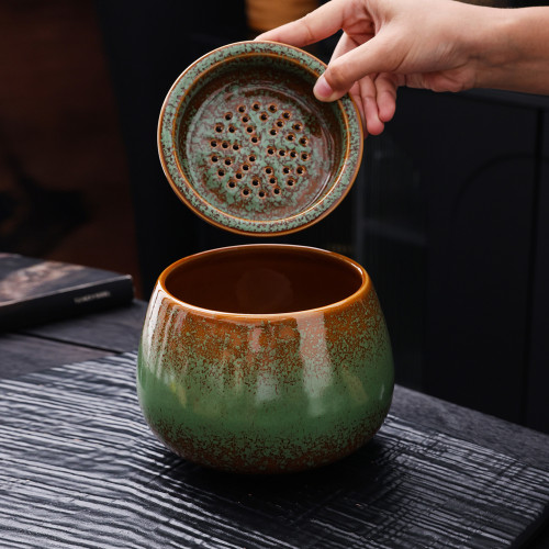 乾溼分離陶瓷茶渣缸桌面家用帶過濾水盂茶台廢水桶菸灰缸茶道配件 乾溼分離陶瓷茶渣缸桌面家用帶過濾水盂茶台廢水桶菸灰缸茶道配件