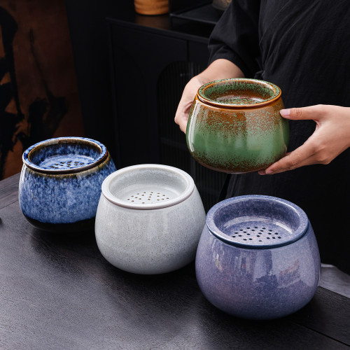 乾溼分離陶瓷茶渣缸桌面家用帶過濾水盂茶台廢水桶菸灰缸茶道配件 乾溼分離陶瓷茶渣缸桌面家用帶過濾水盂茶台廢水桶菸灰缸茶道配件