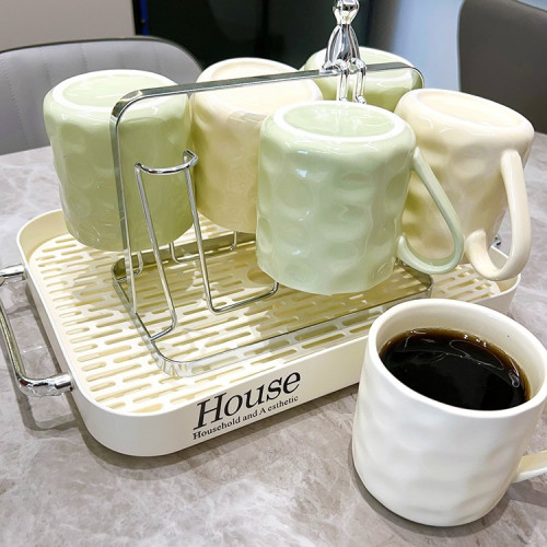 奶油風高顔值水具套裝2025新款客廳家用陶瓷杯子喬遷茶杯杯具托盤 奶油風高顔值水具套裝2025新款客廳家用陶瓷杯子喬遷茶杯杯具托盤