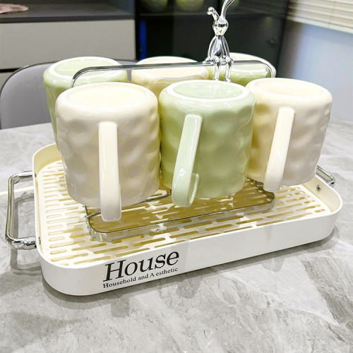 奶油風高顔值水具套裝2025新款客廳家用陶瓷杯子喬遷茶杯杯具托盤 奶油風高顔值水具套裝2025新款客廳家用陶瓷杯子喬遷茶杯杯具托盤